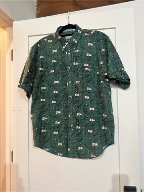 Bugle Boy Men's Vintage Polo Shirt Size Large Golf Print, Short Sleeve, 90s
